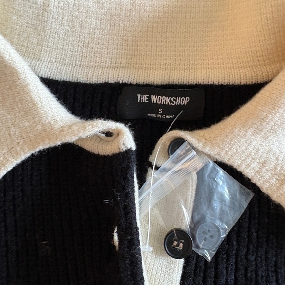 The Workshop Small Black Brown Stripped Sweater Oversized - Picture 10 of 14